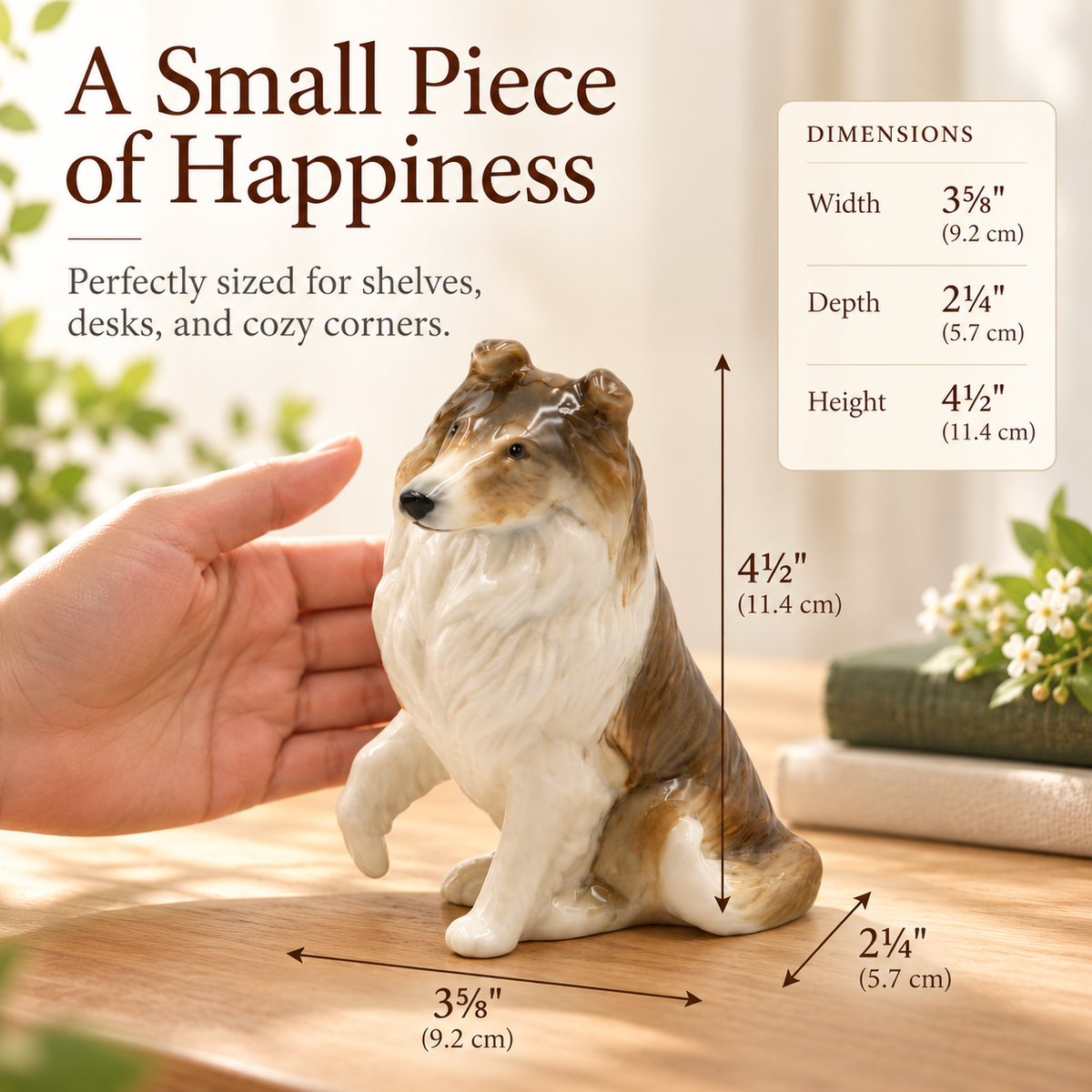 Hand-Painted Ceramic Collie Dog Figurine – Rough Collie Home Décor, Dog Lover Gift & Pet Memorial Keepsake