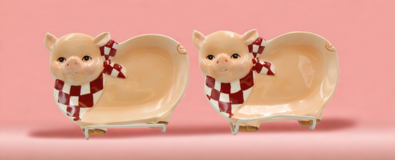 Ceramic Pig Candy Dish Set Of 2, Home Décor, Gift for Her, Gift for Mom, Kitchen Décor, Farmhouse Décor