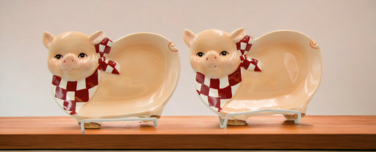 Ceramic Pig Candy Dish Set Of 2, Home Décor, Gift for Her, Gift for Mom, Kitchen Décor, Farmhouse Décor