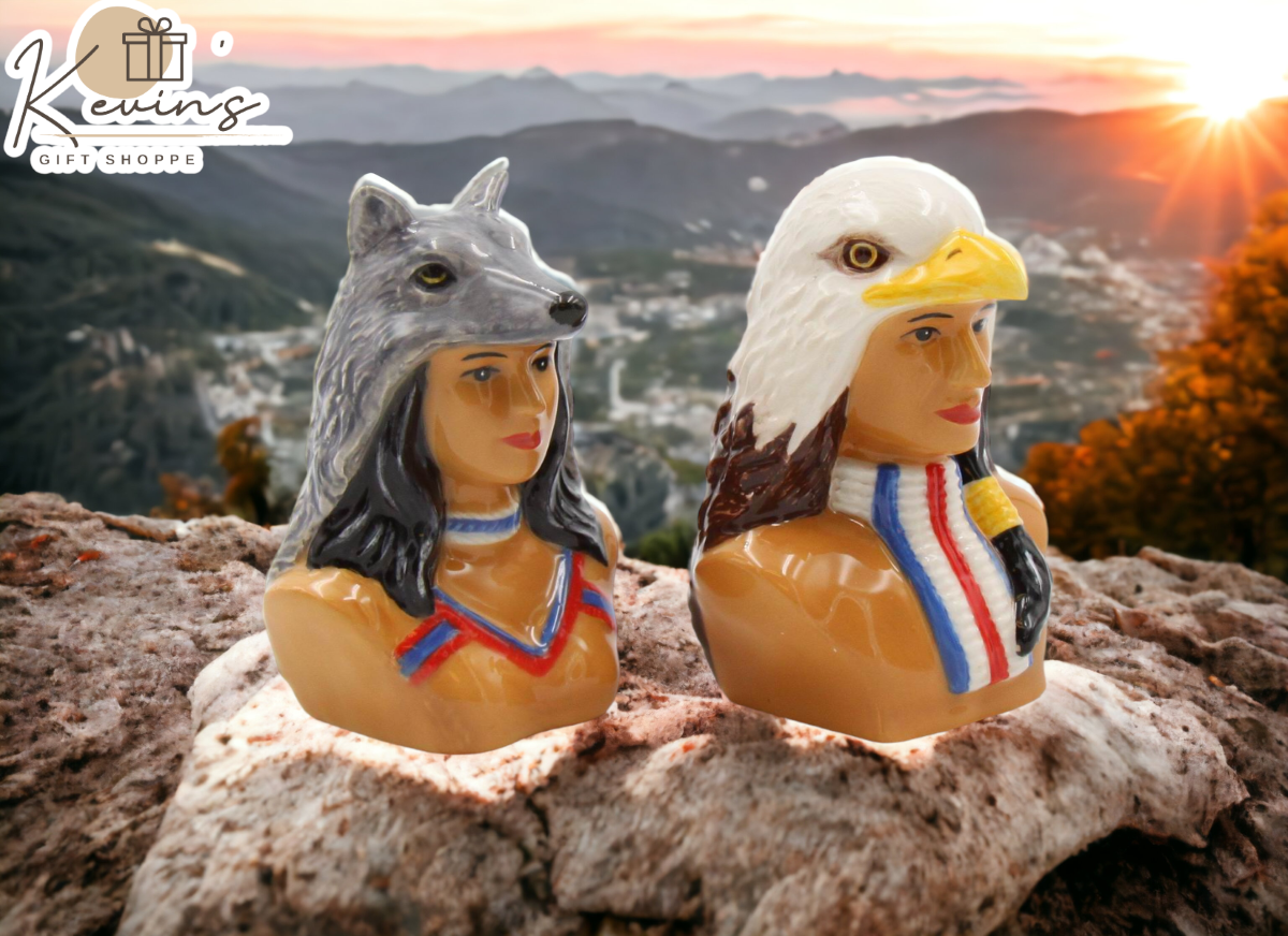 Ceramic Native American Indian Salt And Pepper Shakers, Home Décor, Gift for Her, Gift for Mom, Kitchen Décor