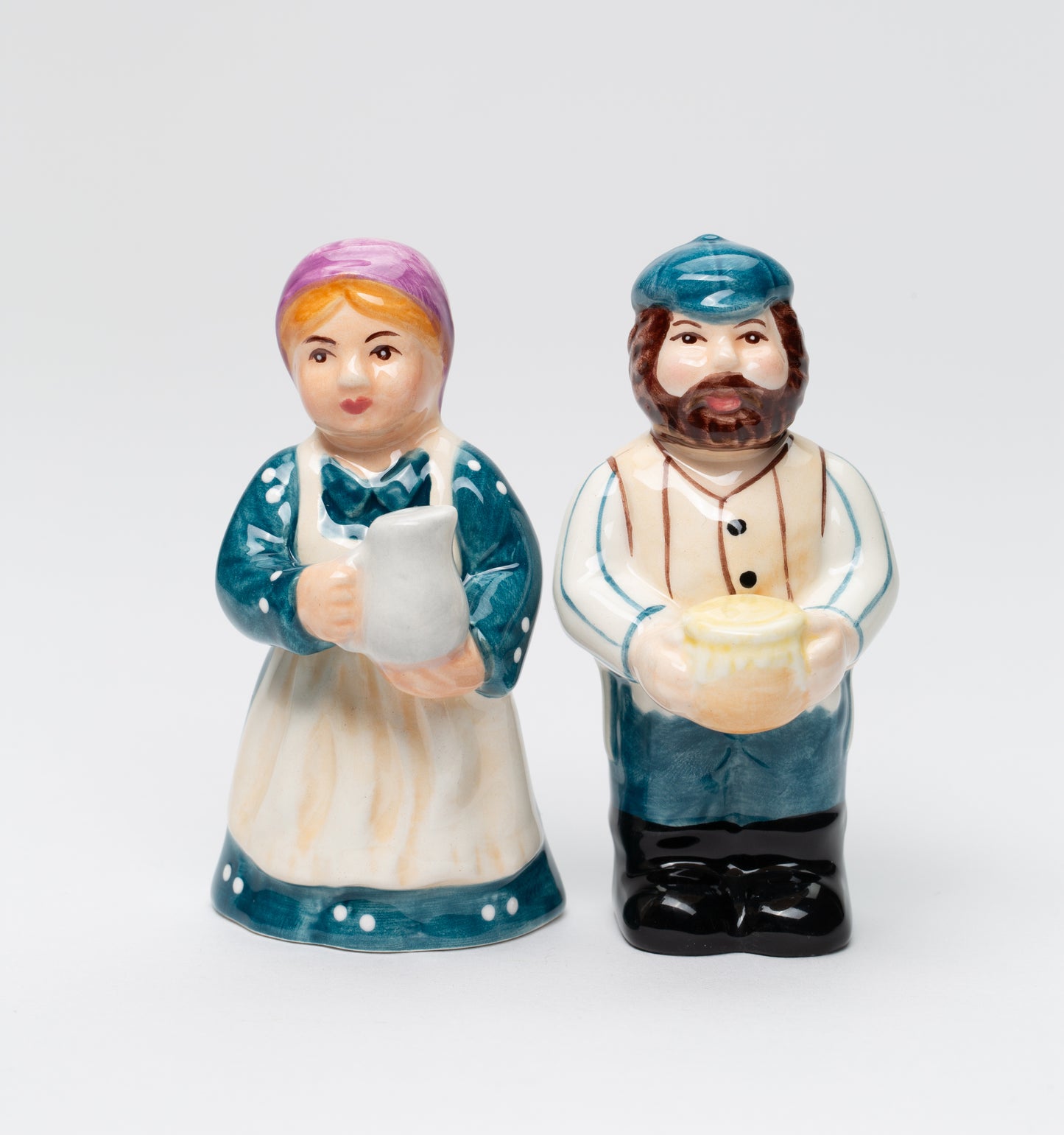 Ceramic Jewish Farmers Salt and Pepper Shakers, Hanukkah Decor, Hanukkah Gift, Jewish Home Decor