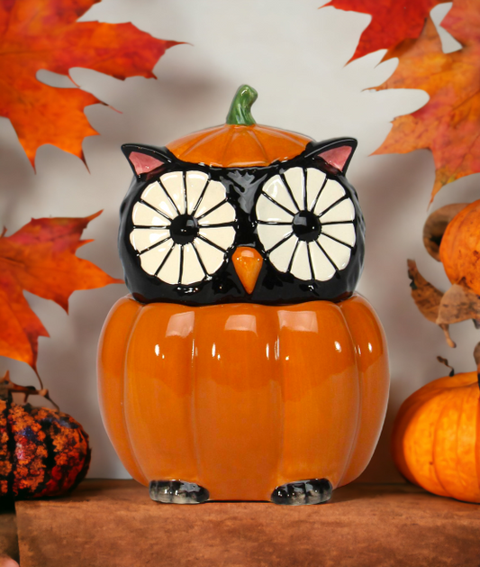 Ceramic Black Owl Pumpkin Candy Box, Home Décor, Gift for Her, Gift for Mom, Kitchen Décor, Fall Décor, Halloween Décor