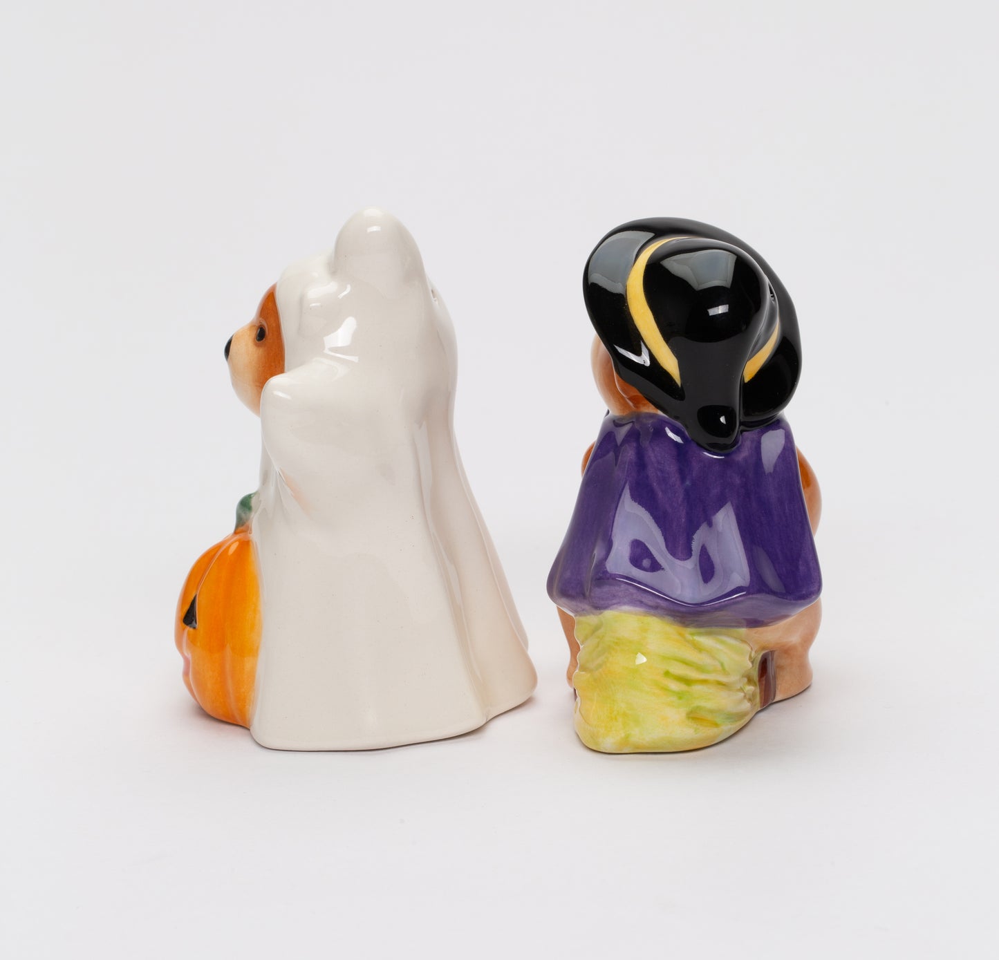 Ceramic Halloween Teddy Bear Witch and Ghost Salt and Pepper Shakers, Gift for Her, Mom, Kitchen Décor, Fall Décor