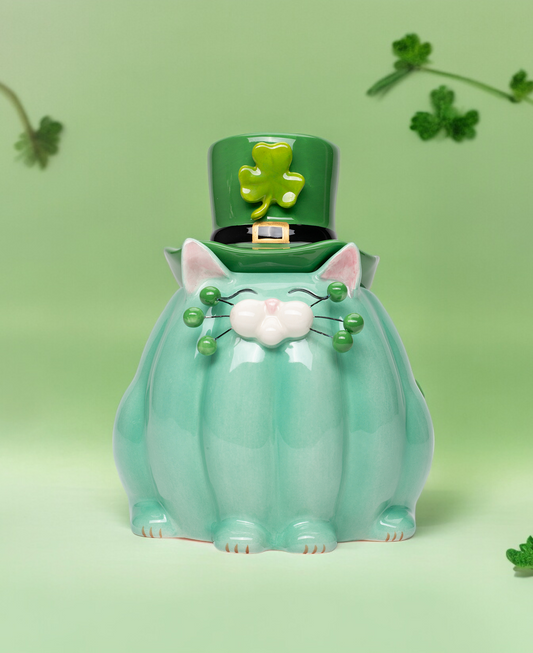 Ceramic Saint Patrick Whisker Cat Candy Box, Saint Patrick Decor, Saint Patrick Gift, Gift for Her, Gift for Mom
