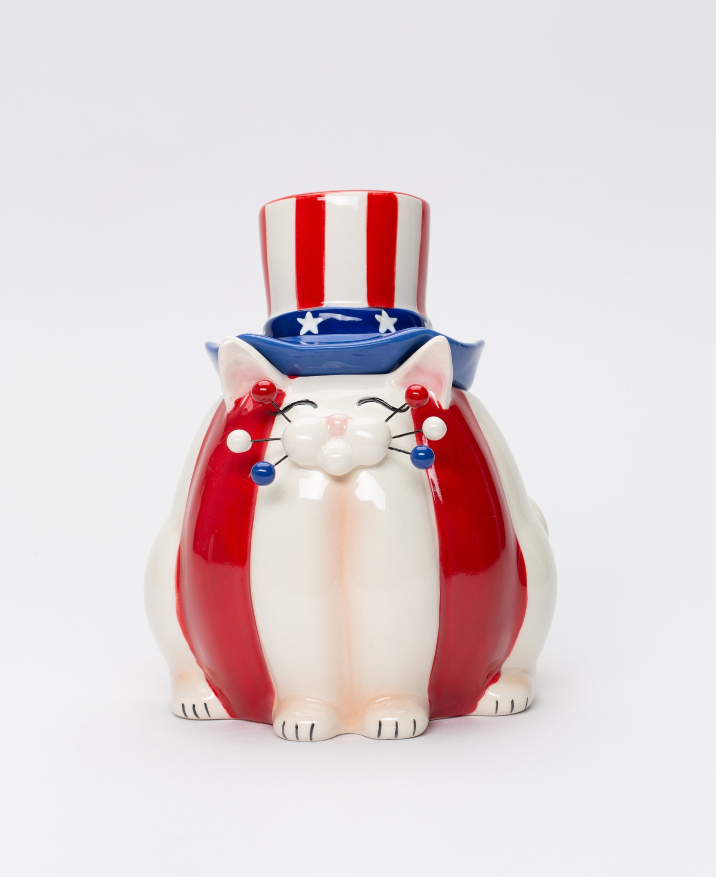 Ceramic American Cat Candy Box, Gift for Patriot, Independence Day Decor, Cat Lover Gift, Kitchen Decor