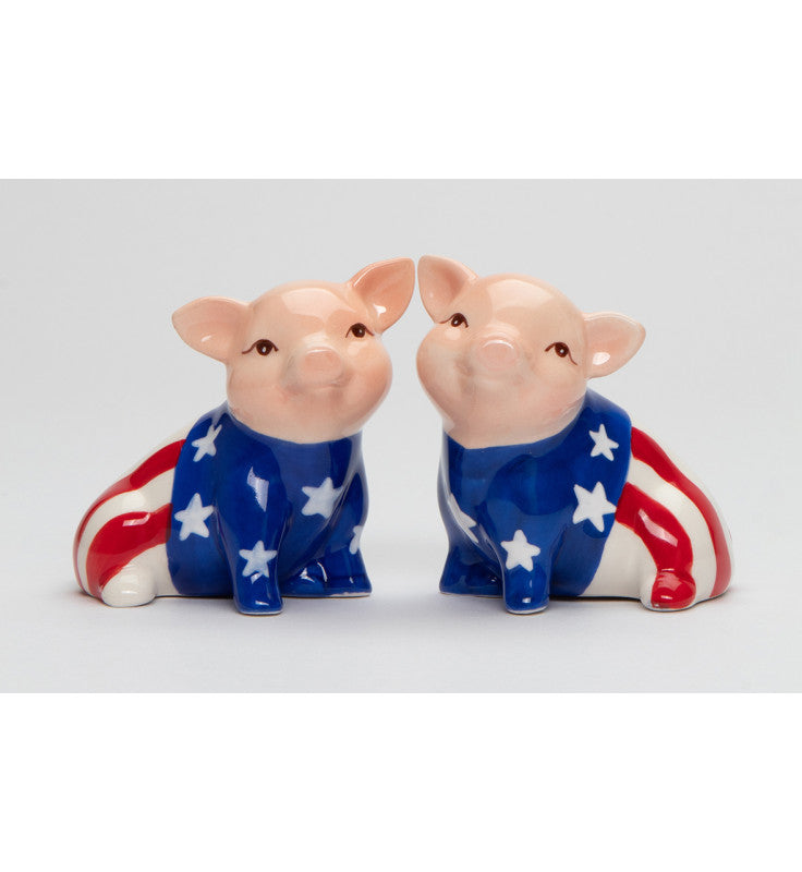 Ceramic American Flag Pig Salt And Pepper, Patriot Gift, Independence Day, Gift for Her or Him, Kitchen Décor, Farmhouse Decor