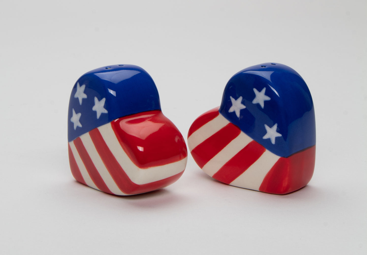 Ceramic American Flag Heart Salt and Pepper Shakers, Home Décor, Patriot Gift, Gift for Mom, Dad, Independence Day Décor, July 4th