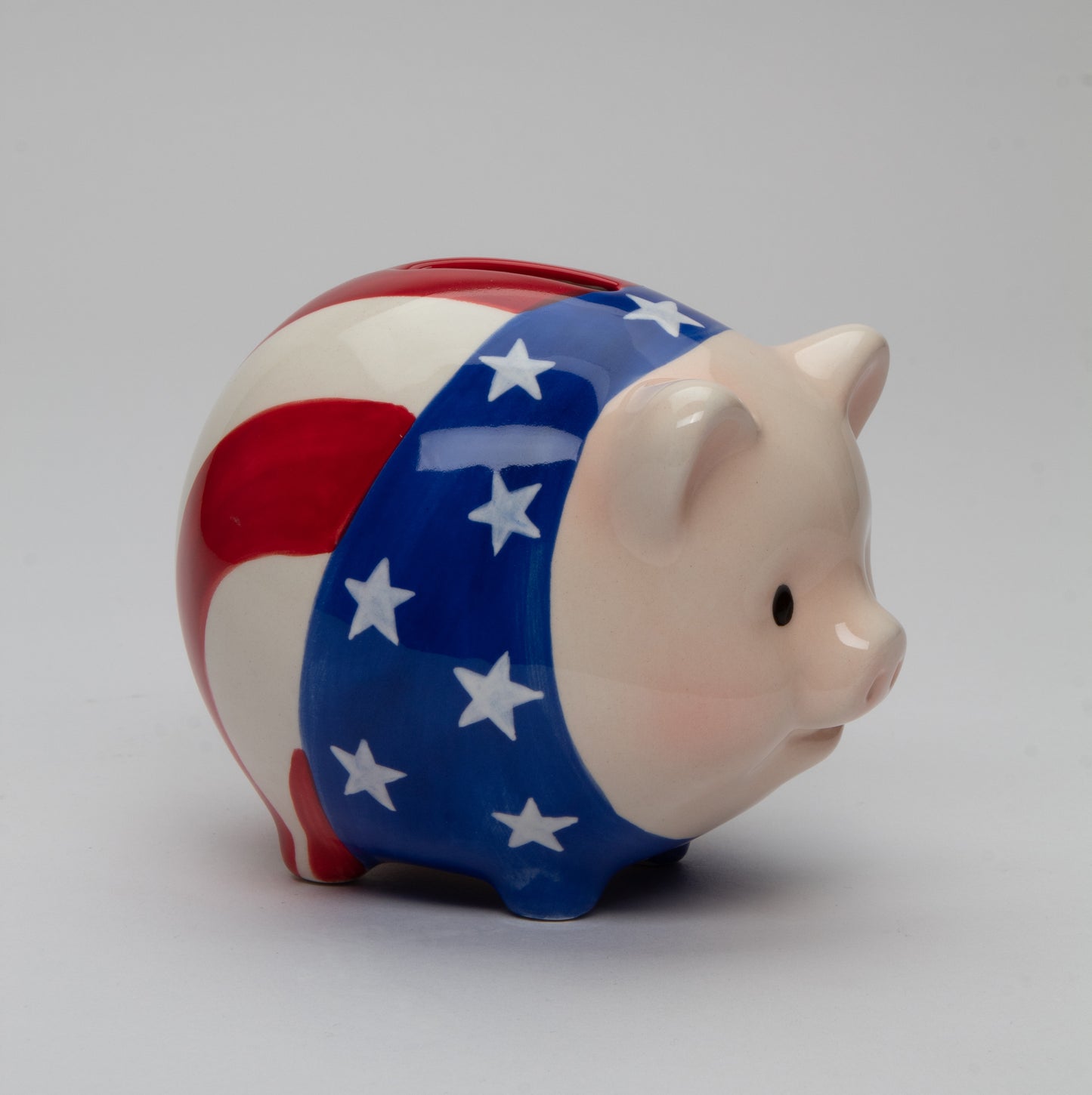 Ceramic American Flag Pig Piggy Bank, Home Décor, Patriot Gift, Gift for Mom, Dad, Kid, Independence Day Décor, July 4th