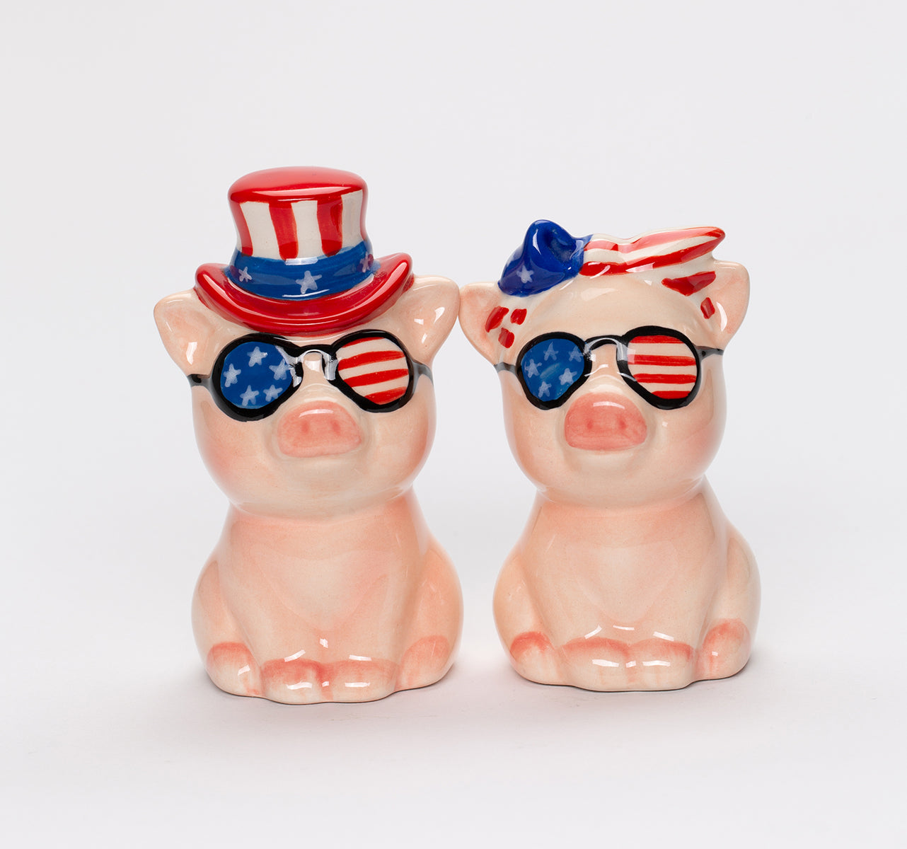 Ceramic Patriot Pig With Uncle Sam Hat Salt And Pepper, Home Décor, Patriot Gift, Gift for Mom, Dad, Independence Day Décor, July 4th