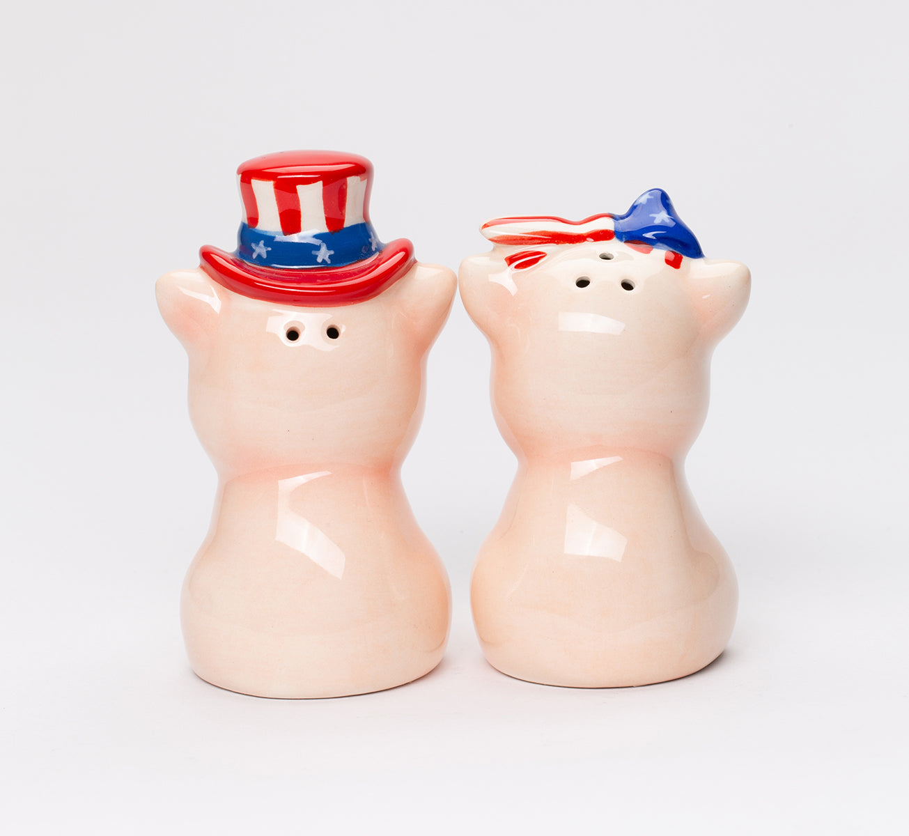 Ceramic Patriot Pig With Uncle Sam Hat Salt And Pepper, Home Décor, Patriot Gift, Gift for Mom, Dad, Independence Day Décor, July 4th