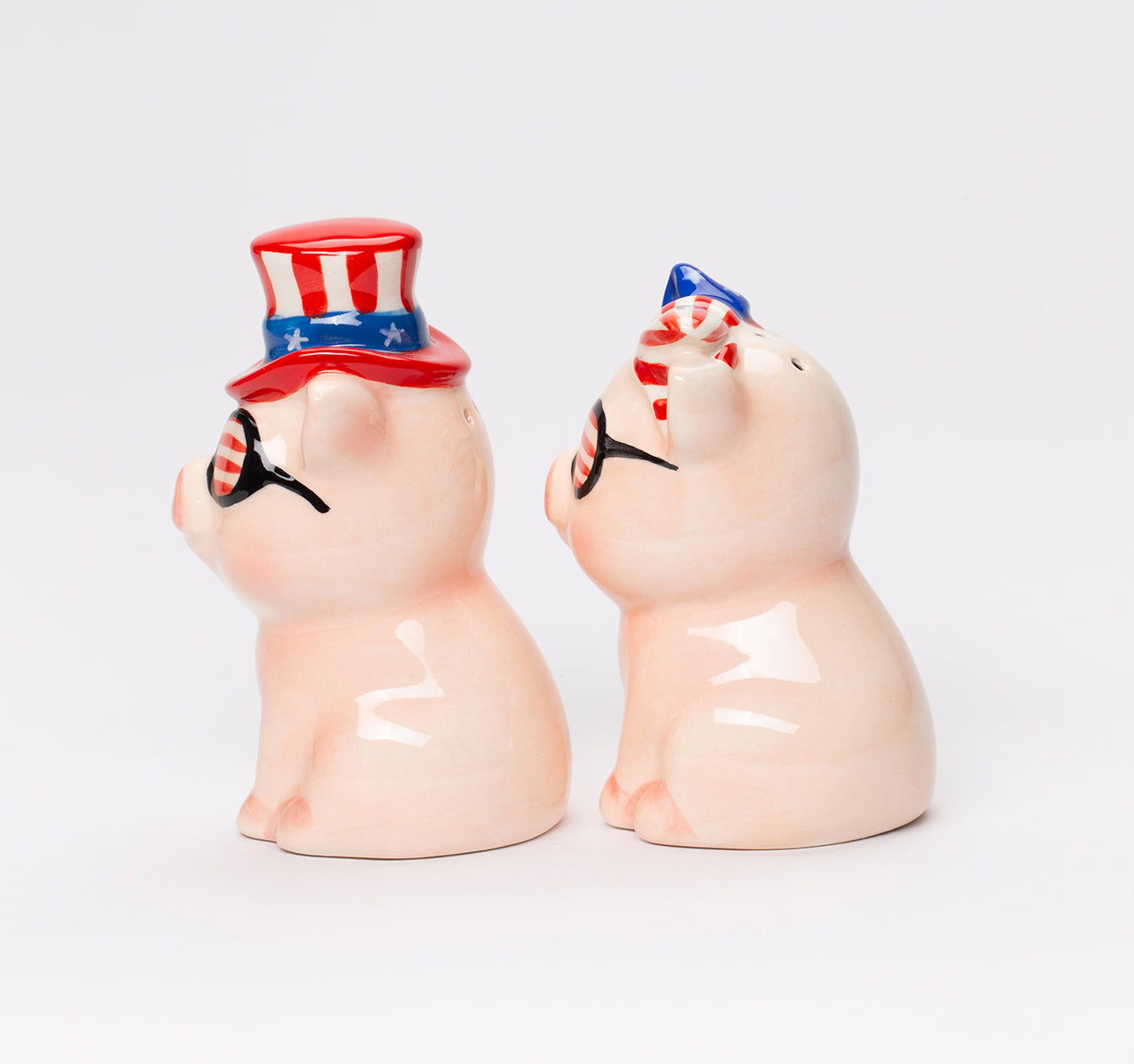 Ceramic Patriot Pig With Uncle Sam Hat Salt And Pepper, Home Décor, Patriot Gift, Gift for Mom, Dad, Independence Day Décor, July 4th