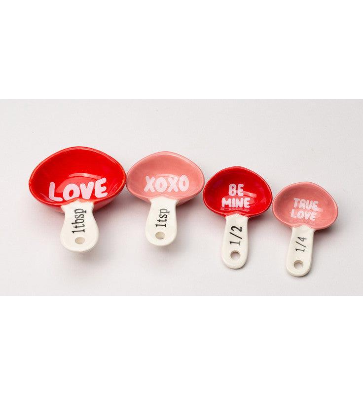 Ceramic Love Hearts Measuring Spoons, Set of 4