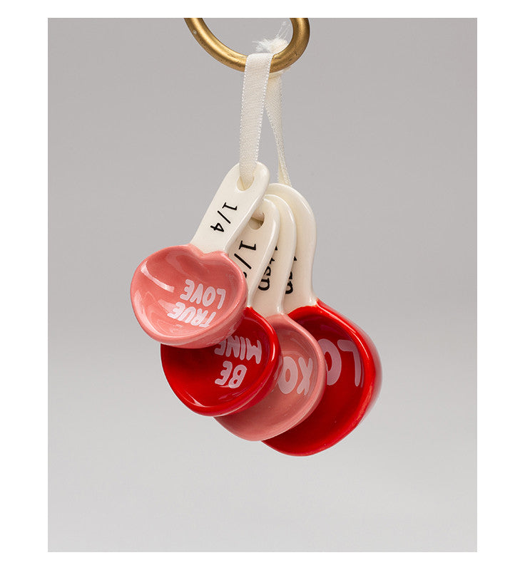 Ceramic Love Hearts Measuring Spoons, Set of 4