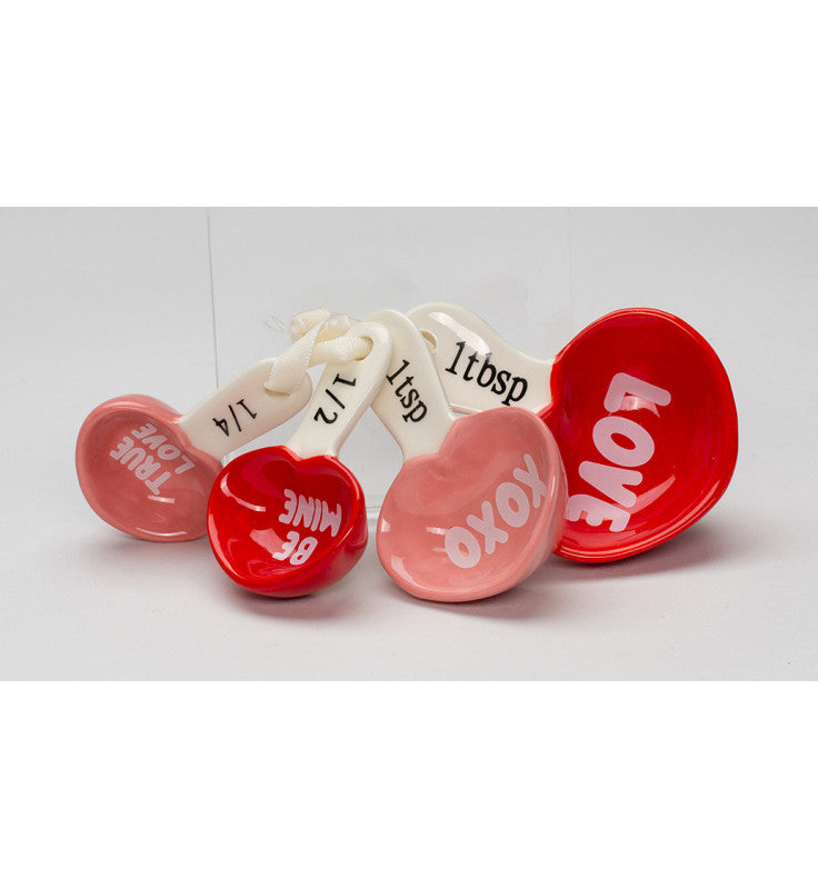 Ceramic Love Hearts Measuring Spoons, Set of 4
