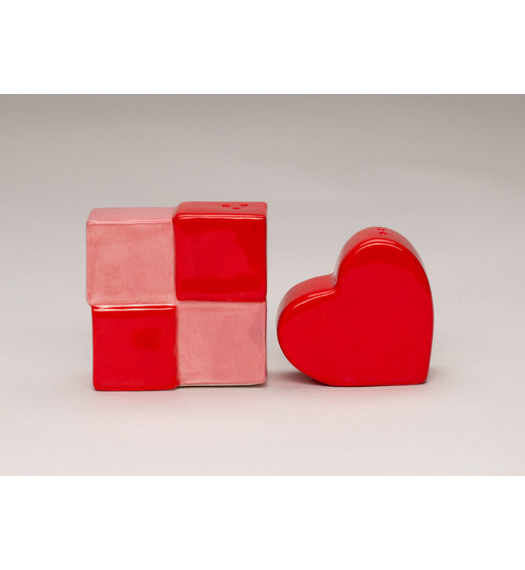 Ceramic Love U Block Heart Salt and Pepper Shakers, Valentines Day Decor, Wedding Table Decor, Gift for Her