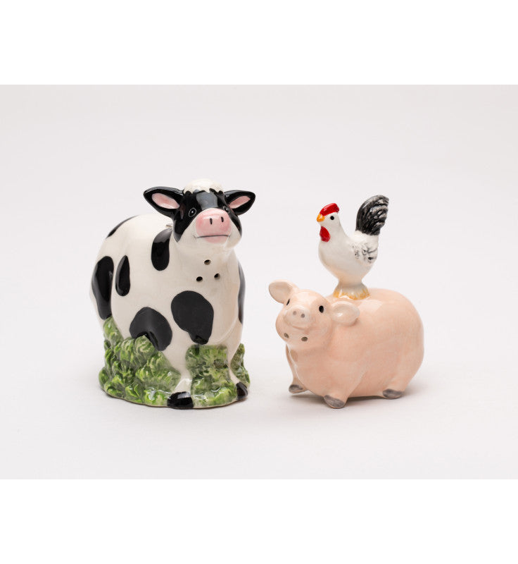 Ceramic Magnetic Stacked Farm Animals Salt and Pepper Shakers, Country Farm House Kitchen Decor, Gift for Her