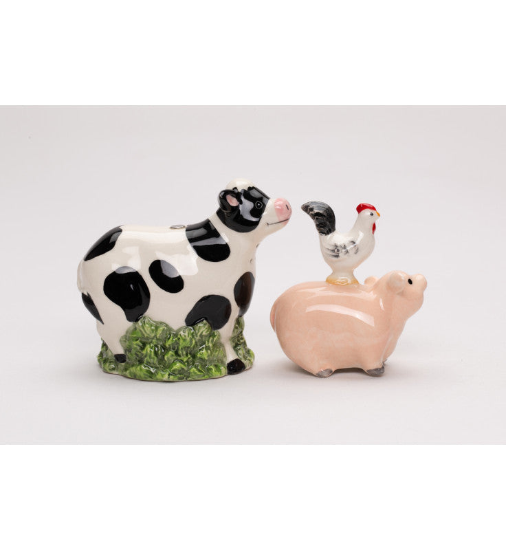 Ceramic Magnetic Stacked Farm Animals Salt and Pepper Shakers, Country Farm House Kitchen Decor, Gift for Her