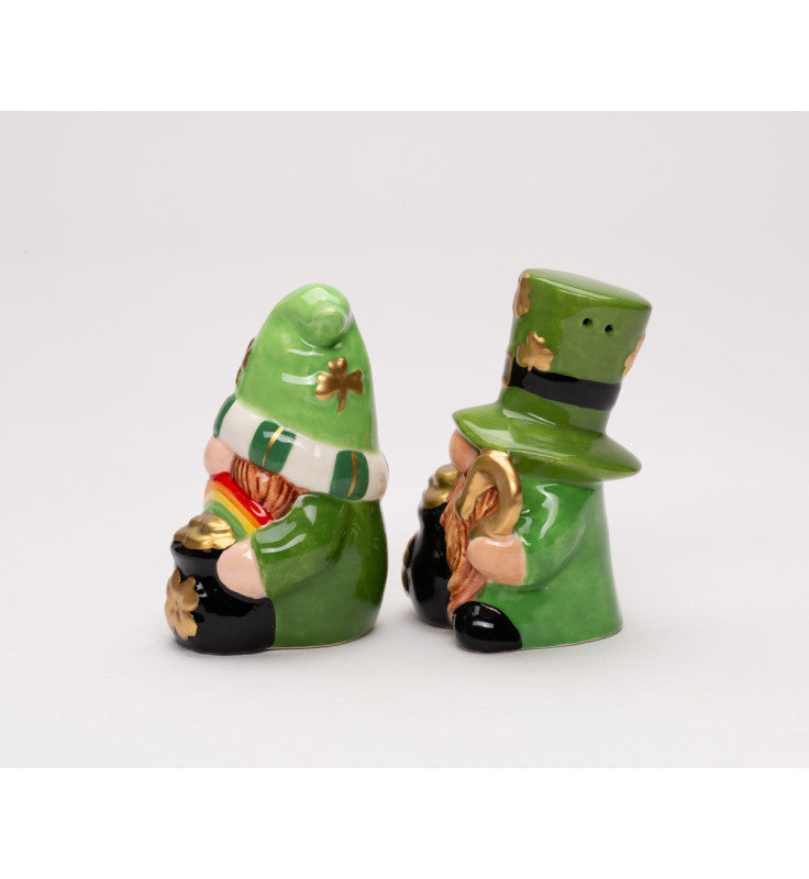 Ceramic Saint Patrick's Day Gnome Salt and Pepper Shakers, Gnome Collector Gift, Irish Decor, Green Decor