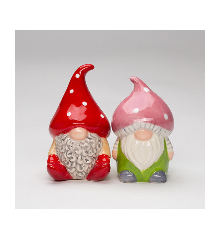 Ceramic Mushroom Gnome Salt and Pepper Shakers, Gnome Collector Gift, Whimsical Kitchen Decor