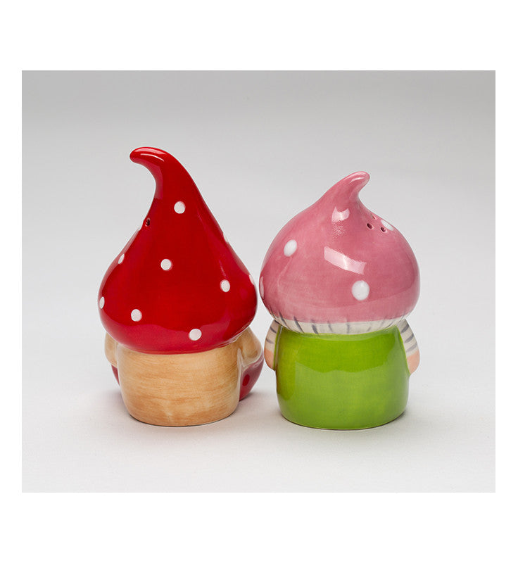 Ceramic Mushroom Gnome Salt and Pepper Shakers, Gnome Collector Gift, Whimsical Kitchen Decor