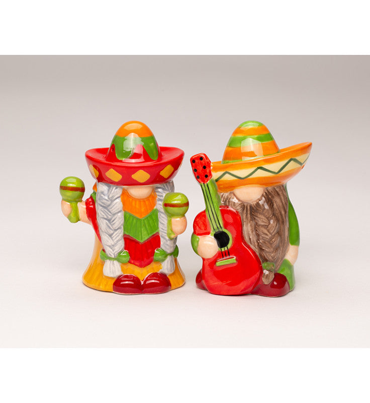 Ceramic Cinco De Mayo Gnome Salt and Pepper Shakers, Gnome Collector, Mexican Kitchen Decor, Mexican Restaurant Decor