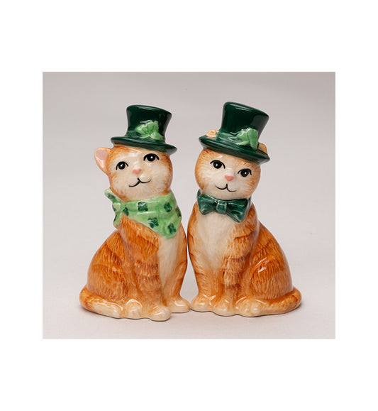 Ceramic St. Patrick Cats Salt and Pepper Shakers