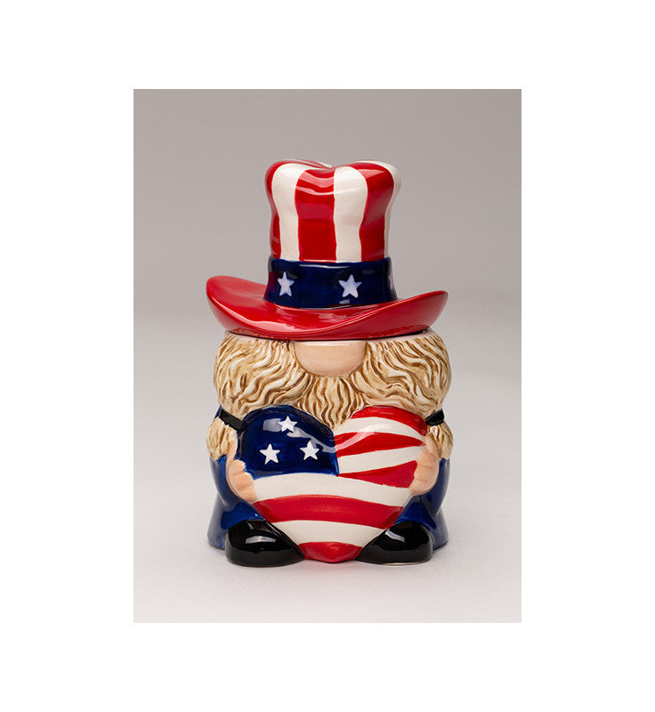 Ceramic Patriot Gnome Candy Jar