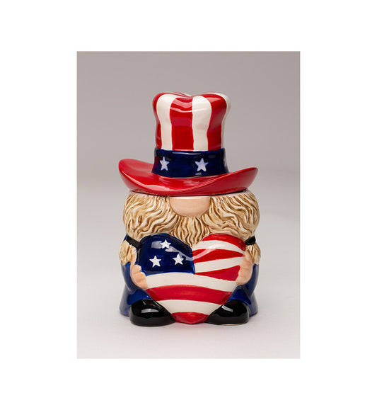 Ceramic Patriot Gnome Candy Jar