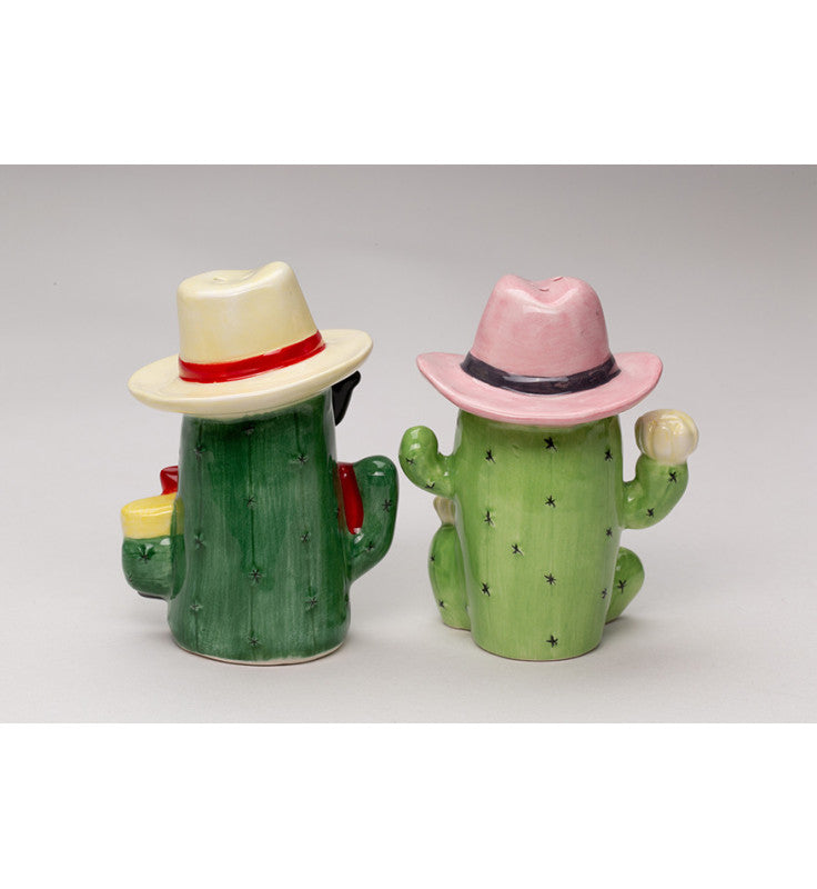 Ceramic Cowboy and Cowgirl Cactus Salt and Pepper Shakers