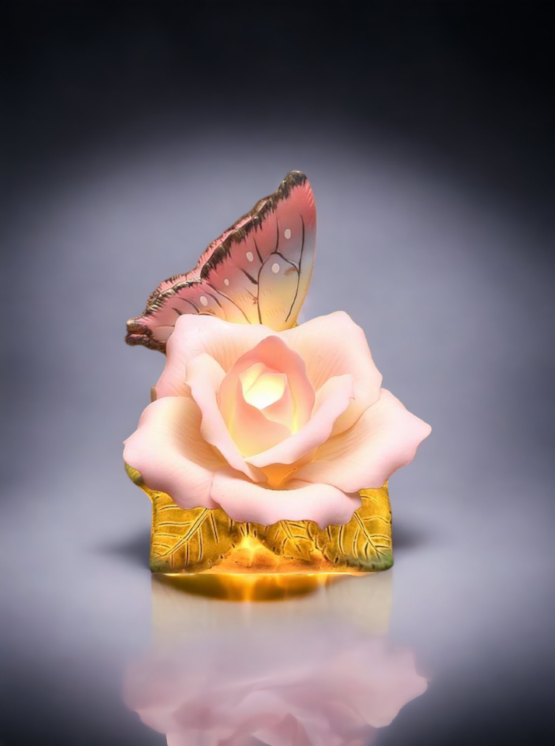 Ceramic Butterfly With Peace Rose Plug-In Nightlight, Home Décor, Gift for Her, Gift for Mom, Nature Lover Décor, Vintage Decor