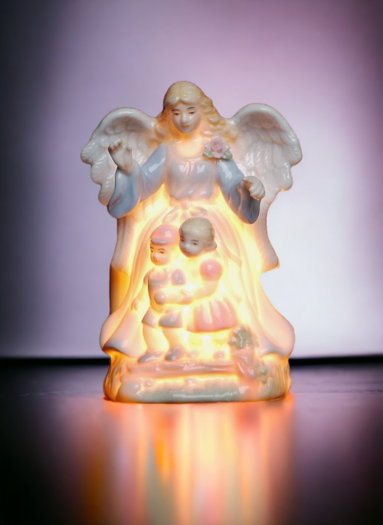 Ceramic Lighted Guardian Angel Plug-In Nightlight, Home Décor, Religious Décor, Religious Gift, Church Décor, Baptism Gift