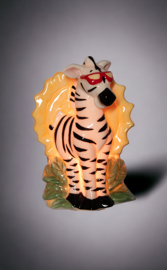 Ceramic Zebra Plug-In Nightlight, Home Décor, Nursery Room Décor, Baby Registry Gift, Gift for New Parents