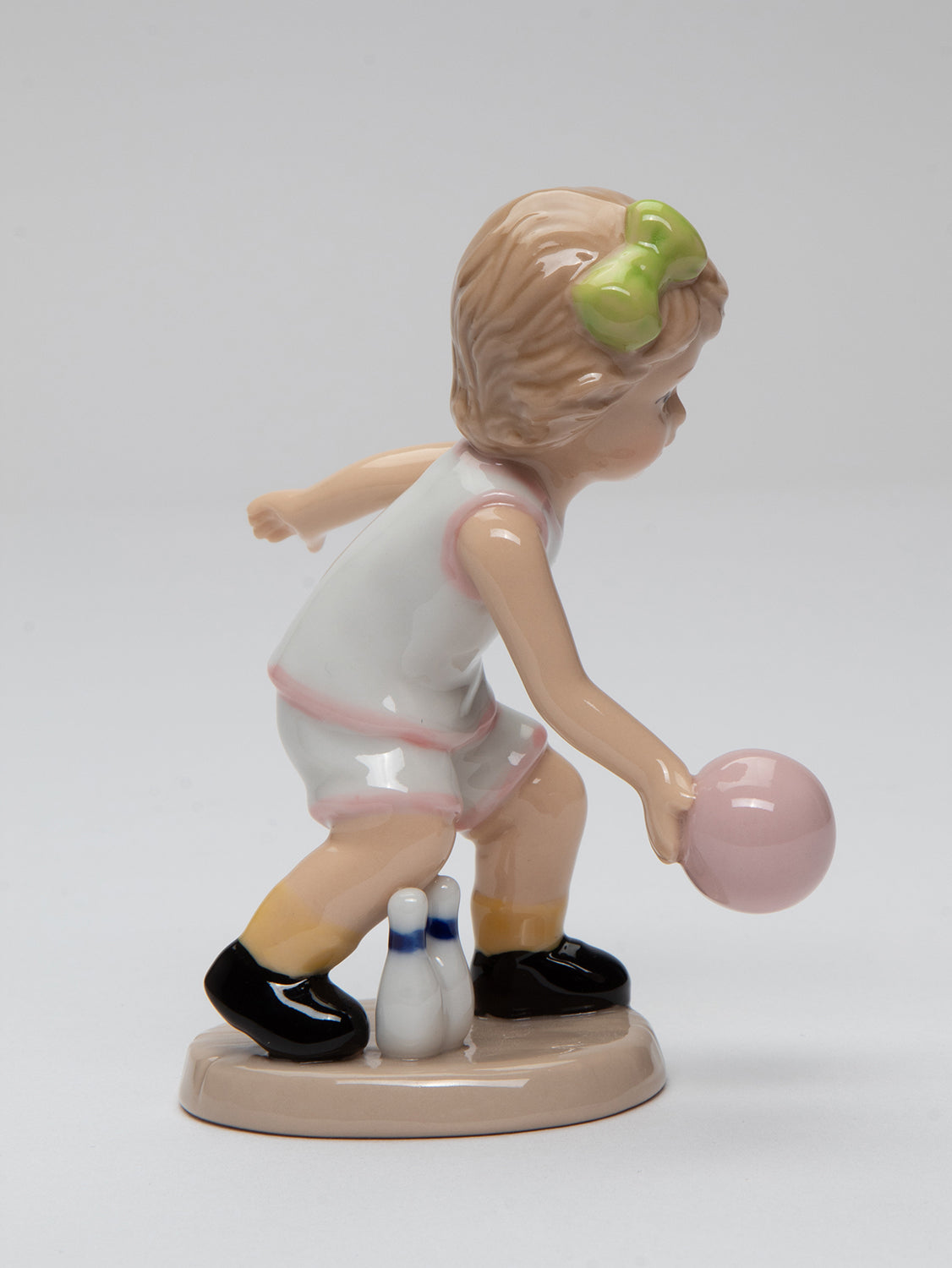 Ceramic Bowling Girl Figurine, Home Décor, Gift for Her, Gift for Mom, Gift for Daughter