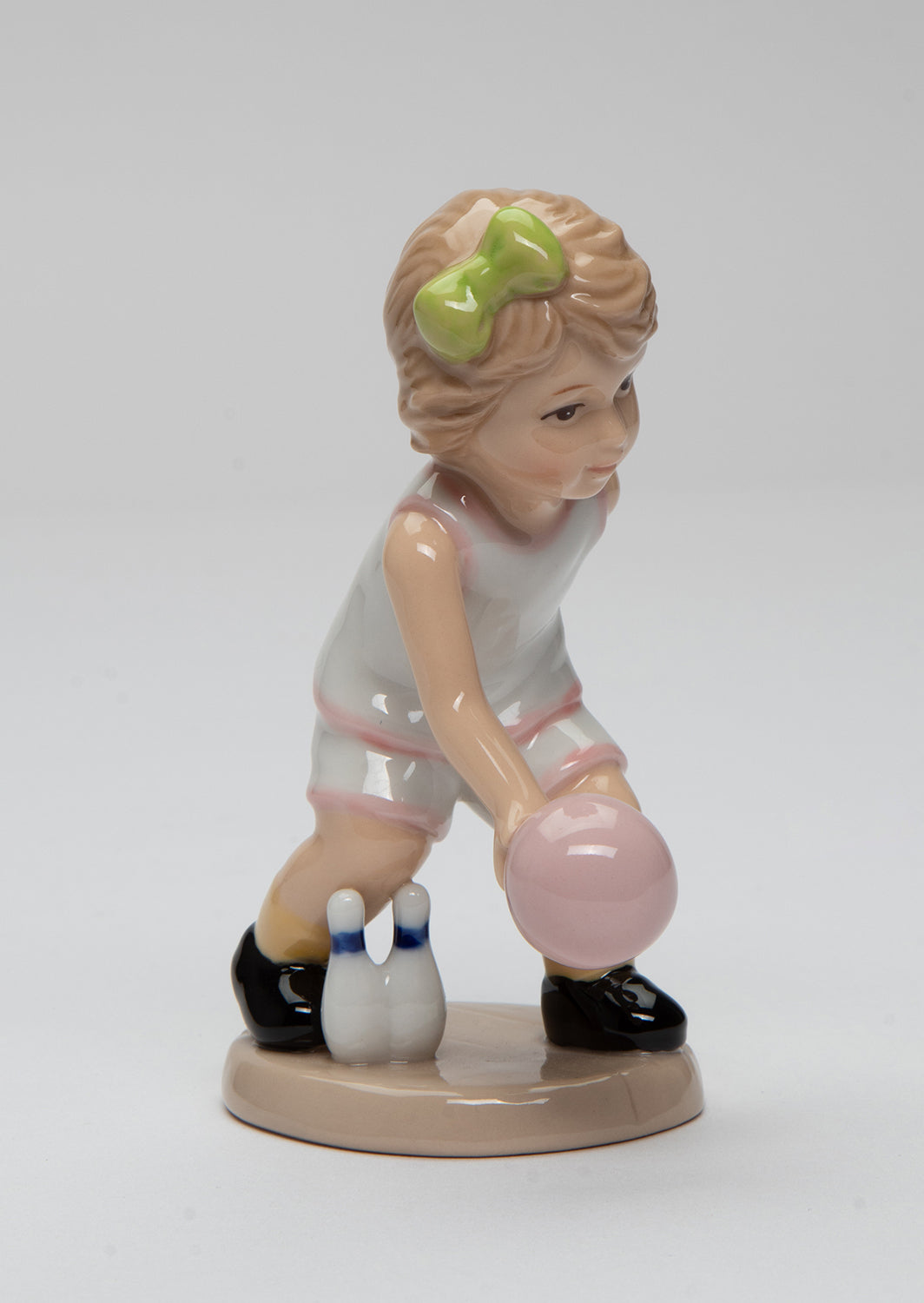 Ceramic Bowling Girl Figurine, Home Décor, Gift for Her, Gift for Mom, Gift for Daughter