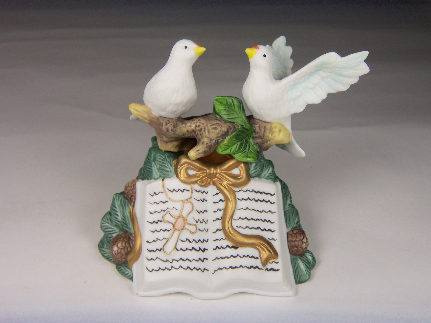 Ceramic Dove Birds with Bible Candle Holder - Set of 4, Religious Decor, Religious Gift