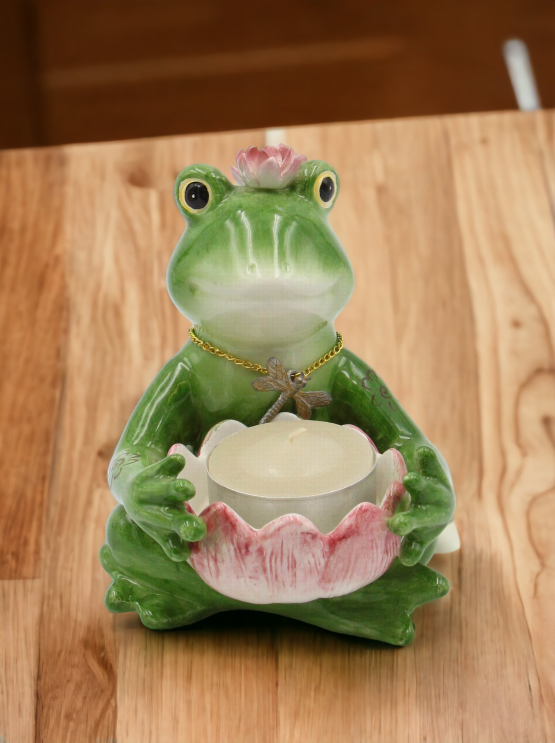 Ceramic Frog Tealight Candle Holder, Home Décor, Gift for Her, Mom, Spring Décor, Cottagecore, Nature Lover Gift