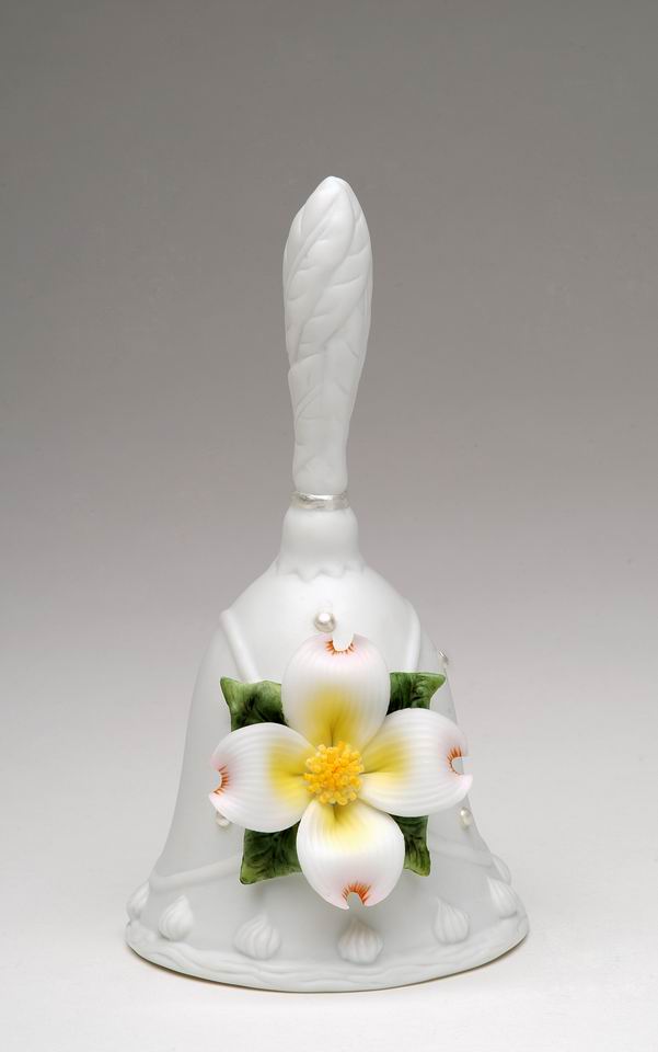 Ceramic Wedding Bell with White Flower, Wedding Décor or Gift, Anniversary Décor or Gift, Home Décor, Vanity Decor