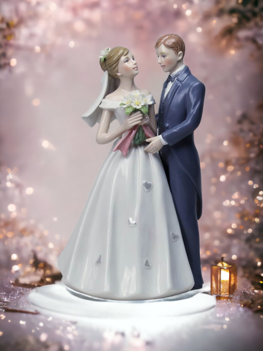 Ceramic Classic Bride & Groom Figurine, Wedding Décor, Wedding Gift, Wedding Favor, Anniversary Décor, Anniversary Gift, Home Décor