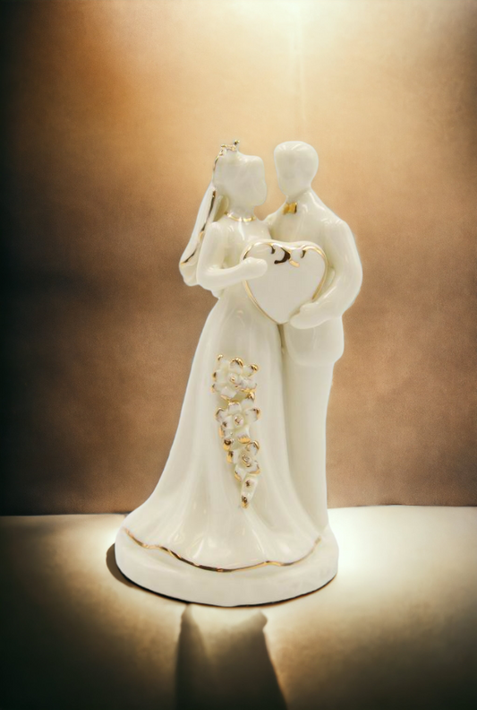 Ceramic Wedding & Anniversary Couple Cake Topper, Wedding Décor, Wedding Gift, Wedding Favor, Anniversary Décor, Anniversary Gift