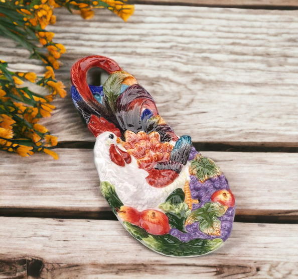 Ceramic Rooster Spoon Rest, Home Décor, Gift for Her, Gift for Mom, Kitchen Décor, Farmhouse Décor, Fall Decor