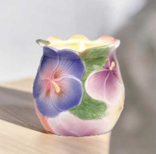 Ceramic Pansy Flower Votive Candle Holder, Home Decor, Vanity Decor, Gift for Her, Gift for Mom