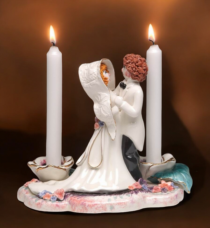 Ceramic Jewish Bride and Groom Wedding Candle Holders, Wedding Decor, Wedding Gift, CANDLES NOT INCLUDED