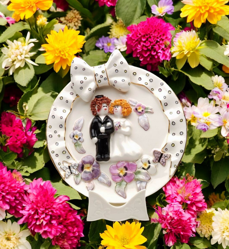 Ceramic Jewish Bride and Groom Wedding Decor Plate, Wedding Gift