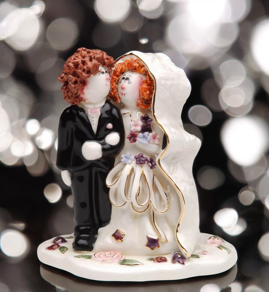 Ceramic Bride and Groom Wedding Cake Topper, Wedding Decor, Wedding Gift