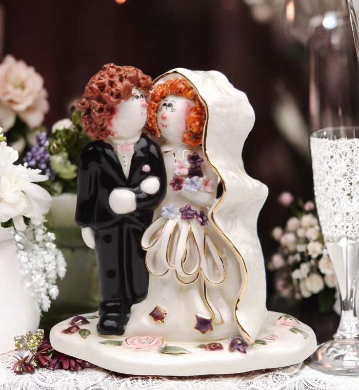 Ceramic Bride and Groom Wedding Cake Topper, Wedding Decor, Wedding Gift