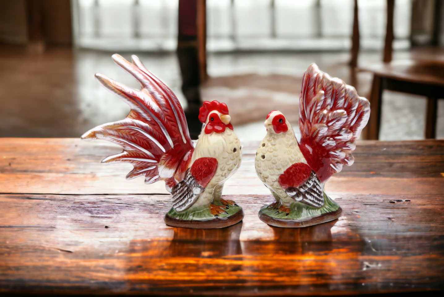 Ceramic Mini Red Rooster Salt And Pepper Shakers, Home Décor, Gift for Her, Gift for Mom, Kitchen Décor, Farmhouse Décor, Fall Decor