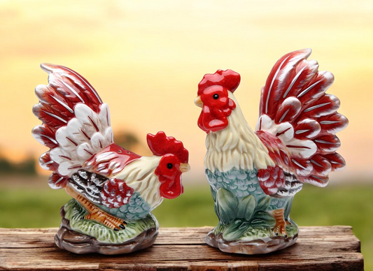 Ceramic Rooster Salt & Pepper Shakers, Home Décor, Gift for Her, Gift for Mom, Kitchen Décor, Dining Table Décor, Farmhouse Decor