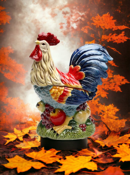 Ceramic Colorful Rooster Cookie Jar, Home Décor, Gift for Her, Gift for Mom, Kitchen Décor, Farmhouse Decor, Fall Decor
