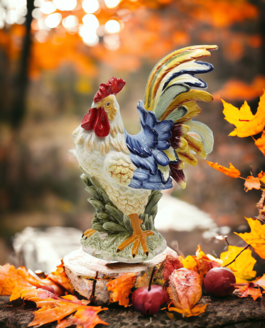 Ceramic Colorful Rooster Statue, Home Décor, Gift for Her, Gift for Mom, Kitchen Décor, Farmhouse Décor, Fall Decor