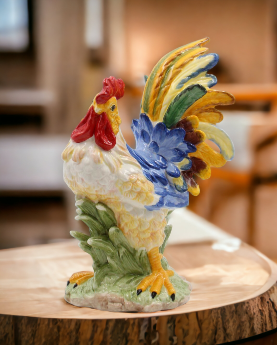 Ceramic Blue Rooster Figurine, Home Décor, Gift for Her, Gift for Mom, Kitchen Décor, Farmhouse Décor, Fall Decor